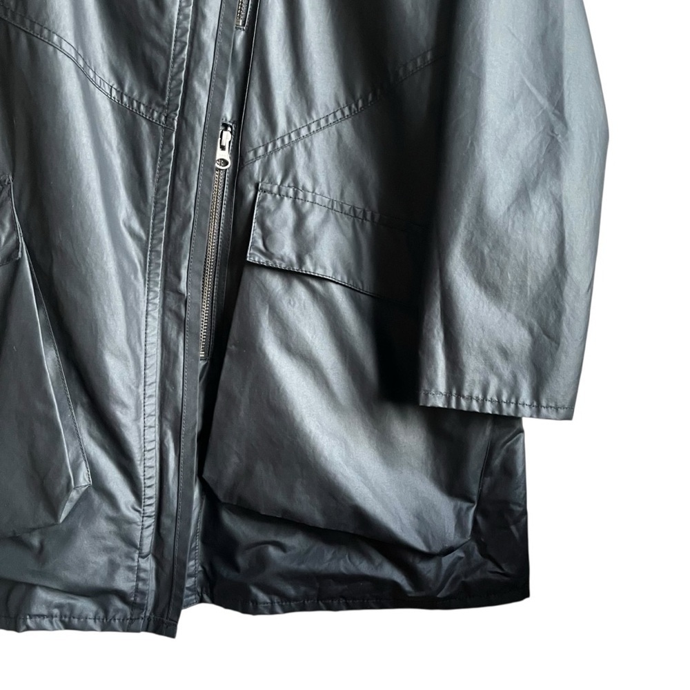 Tess Giberson Asymmetrical Zip Rain Jacket Black Nylon Shell Size 2 - Picture 7 of 14